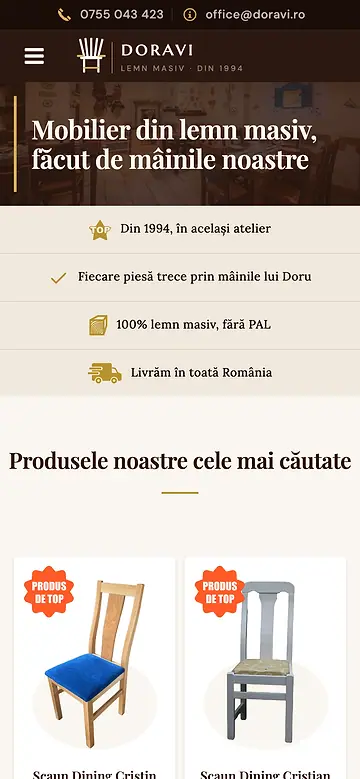 Doravi homepage on a phone
